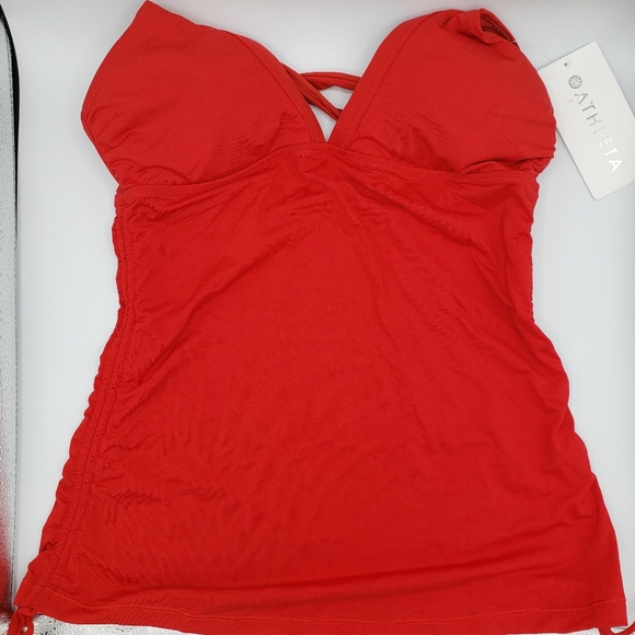Athleta red side scrunch bikini swim tank top - Picture 3 of 11